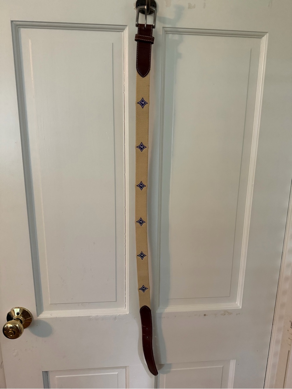 Peter Millar Beige Canvas Belt Furman University embroidered